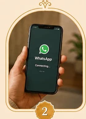 WhatsApp Connect — step 2 of how Upaasak Yatra works